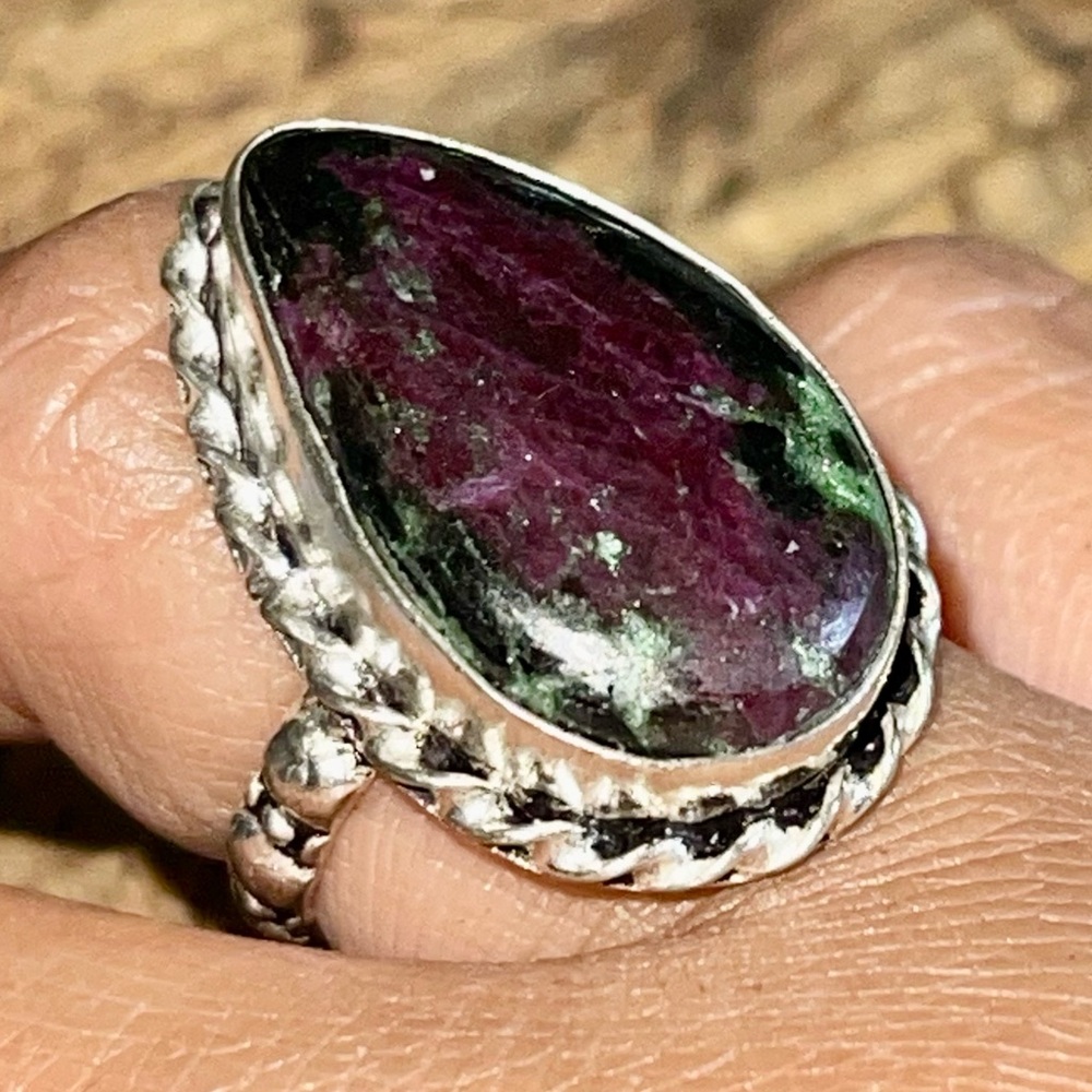Ruby Zoisite Ring Size 7 1/4